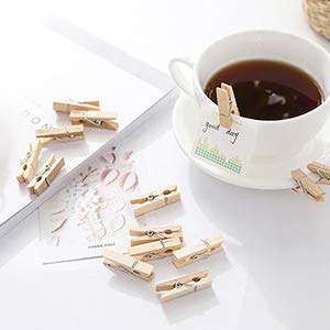 FINGOOO 1.4-inches Length Mini Wooden Clothespins,100 PCS for Baby Clothes Pins, Clip Photo Holders