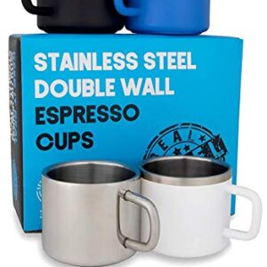 Real Deal Steel "Little Sipper 3 oz Insulated Espresso Cups - Premium Double Wall Set of 4 Demitasse