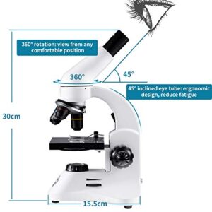 BEBANG 40X-2000X Microscope for Adults, Professional Biological Optical Microscopes with Prepared Slides School Home Lab Education Gifts for Kids Students Beginners