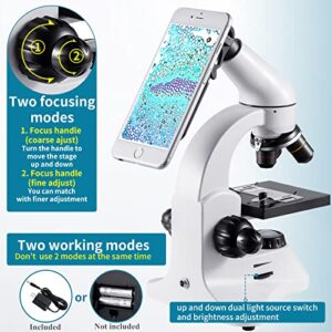 BEBANG 40X-2000X Microscope for Adults, Professional Biological Optical Microscopes with Prepared Slides School Home Lab Education Gifts for Kids Students Beginners