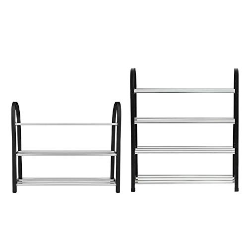 Biitfuu 4 Tiers Shoe Racks, Standing Shoe Rack Slippers Shelf Plastic Aluminum Large Capacity Slim Shoe Organizer