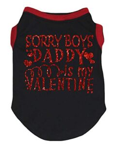 petitebella sorry boys daddy is my valentine puppy dog shirt (black, xxx-large)