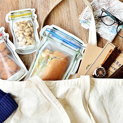 18pcs Mason Jar Zipper Bags,Food Storage Snack Sandwich Ziplock Bags,Reusable Airtight Seal Food Storage Bags,Leakproof Food Saver Bags for Travel Camping and Kids (Tallx1+Lx5+Mx6+Sx6)