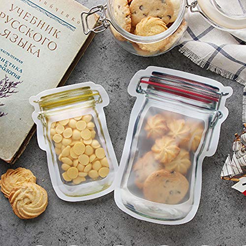 18pcs Mason Jar Zipper Bags,Food Storage Snack Sandwich Ziplock Bags,Reusable Airtight Seal Food Storage Bags,Leakproof Food Saver Bags for Travel Camping and Kids (Tallx1+Lx5+Mx6+Sx6)
