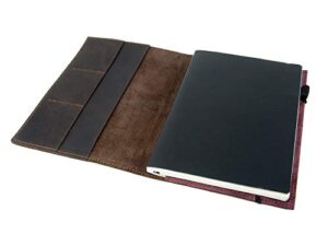 oleksynprannyk leather journal leuchtturm1917 medium a5 (5.75"x8.25") softcover notebook travel journal cover distressed leather refillable writing diary with elastic closure (brown nut case)