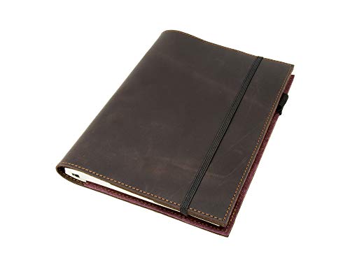 OleksynPrannyk Leather Journal Leuchtturm1917 Medium A5 (5.75"x8.25") Softcover Notebook Travel Journal Cover Distressed Leather Refillable Writing Diary with Elastic Closure (Brown Nut Case)