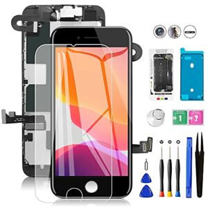for iphone 8 screen replacement black full assembly 4.7" 3d touch lcd display screen digitizer for a1863, a1905, a1906 with front camera+earpiece+sensors+waterproof seal+repair tools+screen protector