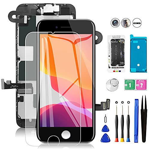 for iPhone 8 Screen Replacement Black Full Assembly 4.7" 3D Touch LCD Display Screen Digitizer for A1863, A1905, A1906 with Front Camera+Earpiece+Sensors+Waterproof Seal+Repair Tools+Screen Protector