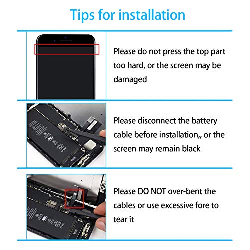 for iPhone 8 Screen Replacement Black Full Assembly 4.7" 3D Touch LCD Display Screen Digitizer for A1863, A1905, A1906 with Front Camera+Earpiece+Sensors+Waterproof Seal+Repair Tools+Screen Protector