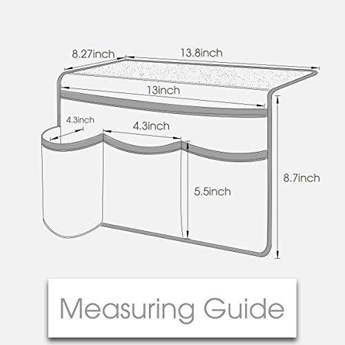 Joywell Bed Side Organizer Caddy, Bedside Storage Caddy Under Mattress Remote Caddy for Bed, 4 Pockets Bedside Caddy Organizer with Bottle Holder for Remotes Phone Glasses Tablet, Grey