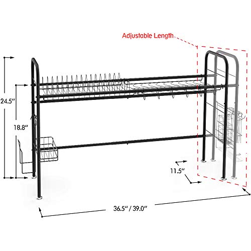 NEX Over The Sink Dish Drying Rack Single Tier Dish Rack Adjustable