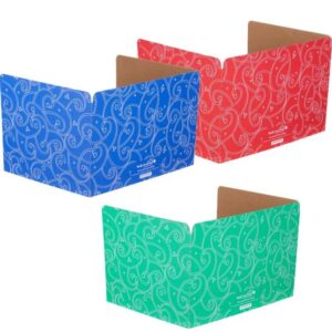 really good stuff standard privacy shields for student desks – set of 12 - 3 group colors -matte - study carrel reduces distractions - keep eyes from wandering during tests , red, blue & green with stars & swirls pattern