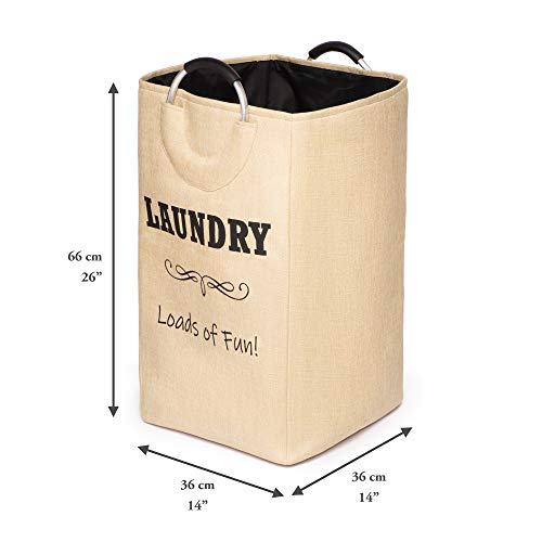 CAIVA Laundry Basket, Contemporary Style Collapsible Laundry Hamper, Perfect Clothes Hamper for Laundry and Storage (Beige)