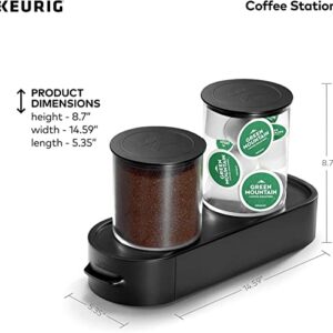 Keurig K-Duo Coffee Maker, Single Serve K-Cup Pod and 12 Cup Carafe Brewer, with Keurig Station K-Cup Pod & Ground Coffee Storage Unit, Black