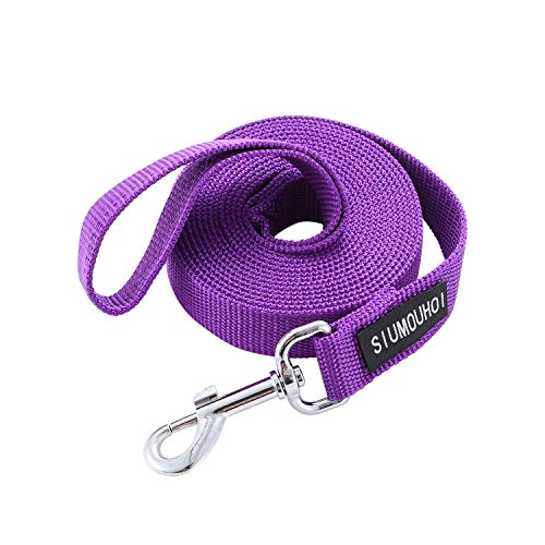 Siumouhoi Strong Durable Nylon Dog Training Leash, 1 Inch Wide Traction Rope, 6 ft 10ft 15ft Long, for Small and Medium Dog (Purple, 10 Feet)