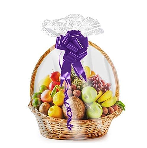 Purple Q Crafts Shrink Wrap 5 Pack Basket Bags for Gift Baskets Clear Cellophane PVC Shrink Bags 32"x 40"