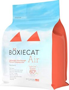 boxiecat air lightweight premium clumping cat litter -extra strength- scent free- 11.5 lb- plant-based formula- stays ultra clean, probiotic powered odor control, 99.9% dust free