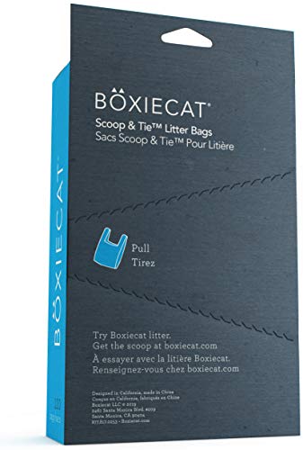 Boxiecat Scoop & Tie Cat Litter Waste Bags -Unscented– Leakproof - Large to Fit Any Scoop – Convenient Handles Tie & Seal in Odors - 1 Count (Pack of 120)