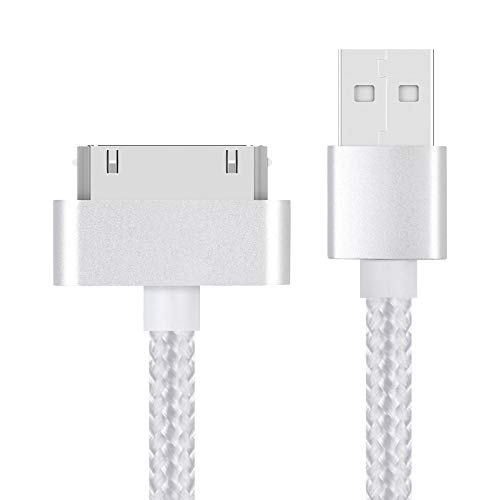 EVERMARKET 3 Feet Replacement High Speed USB 2.0 Nylon Braided Sync and Charging Charger Cable Cord for Apple iPhone 4, 4s, 3G, 3GS, 2G, iPad 1/2/3 iPod Touch, iPod Nano - Silver