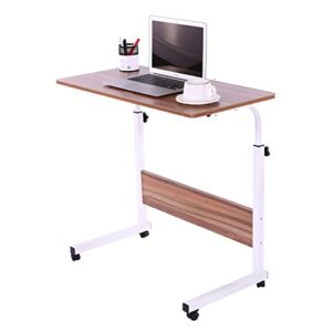 fancasa laptop cart 31.5" mobile table movable portable adjustable notebook computer stand with wheels (teak)