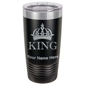 lasergram 20oz vacuum insulated tumbler mug, king crown, personalized engraving included (black)