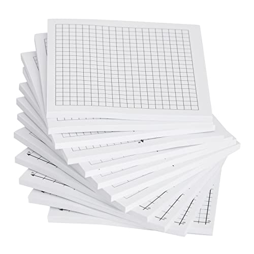 10 Pack Mini Graph Paper Sticky Notes in 6 Designs, 25 Sheets per Pad (3x3 in)
