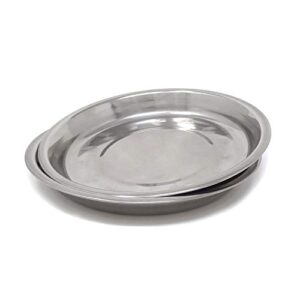 honbay 2pcs stainless steel round dinner plates dishes for home and camping (height: 2.9cm/1.14inch)