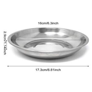 HONBAY 2PCS Stainless Steel Round Dinner Plates Dishes for Home and Camping (Height: 2.9cm/1.14inch)