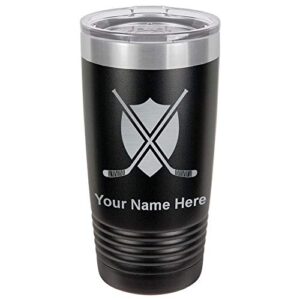 lasergram 20oz vacuum insulated tumbler mug, hockey sticks, personalized engraving included (black)