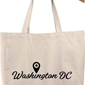 Bold Tote Bags Washington, DC cursive destination star state politics monument Natural Canvas Tote Bag funny gift