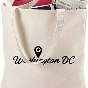 Bold Tote Bags Washington, DC cursive destination star state politics monument Natural Canvas Tote Bag funny gift