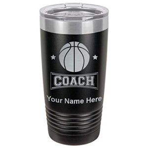 lasergram 20oz vacuum insulated tumbler mug, basketball coach, personalized engraving included (black)