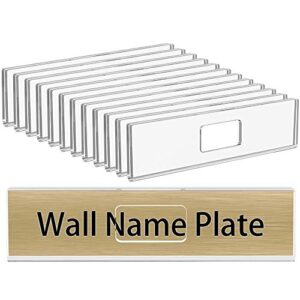 niubee 12 pack acrylic wall name plate holder 2x8 inch,clear plastic sign holder horizontal with double sided tape,door name plates set small license plates frame for office home classroom teacher