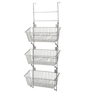 ezoware 3 tier over the door rack / wall mount storage organizer baskets, hanging shelves set for kitchen bathroom closet