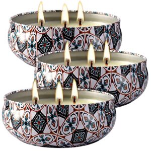 topmeg yuch citronella candles set 3, 13.5 oz each scented candle natural soy wax, outdoor and indoor