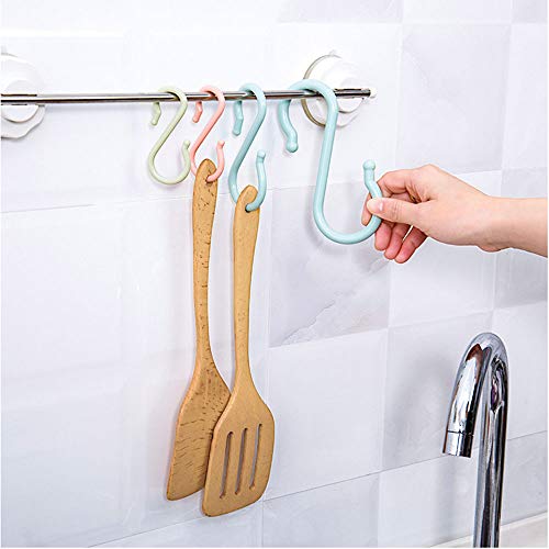 ZRM&E 8PCS Multifunction S Shape Hook Hanger for Home Kitchen Bathroom Bedroom Supplies,Creative Household Storage Nail-Free Double Head Clasp S Hooks Small Size(Blue)