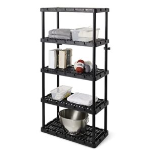 Gracious Living 5 Shelf Knect-A-Shelf Ventilated Heavy Duty Storage Unit 18 x 36 x 72 Organizer System for Home, Garage, Basement & Laundry, Black