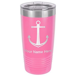 lasergram 20oz vacuum insulated tumbler mug, boat anchor, personalized engraving included (pink)