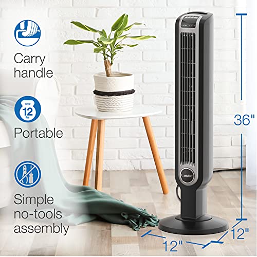 Lasko 2511 36″ Tower Fan with Remote Control - Features 3 Whisper Quiet Speeds and Built-in Timer (Renewed)