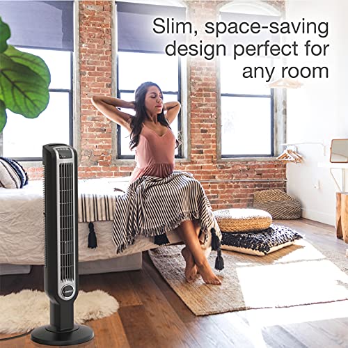 Lasko 2511 36″ Tower Fan with Remote Control - Features 3 Whisper Quiet Speeds and Built-in Timer (Renewed)