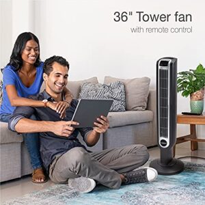 Lasko 2511 36″ Tower Fan with Remote Control - Features 3 Whisper Quiet Speeds and Built-in Timer (Renewed)