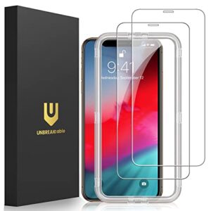 unbreakcable screen protector for iphone x/iphone xs/iphone 11 pro, double shatterproof tempered glass [easy installation frame] [9h hardness] [hd clear] [case friendly] for iphone 5.8 inch - 2 pack