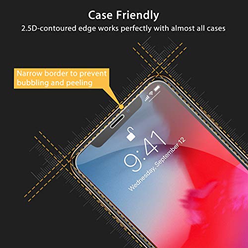 UNBREAKcable Screen Protector for iPhone X/iPhone Xs/iPhone 11 Pro, Double Shatterproof Tempered Glass [Easy Installation Frame] [9H Hardness] [HD Clear] [Case Friendly] for iPhone 5.8 inch - 2 Pack