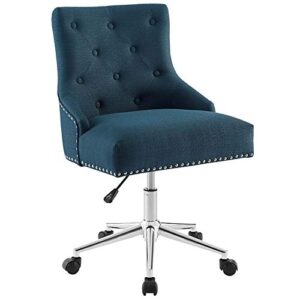 modway regent tufted button upholstered fabric swivel office chair with nailhead trim in azure