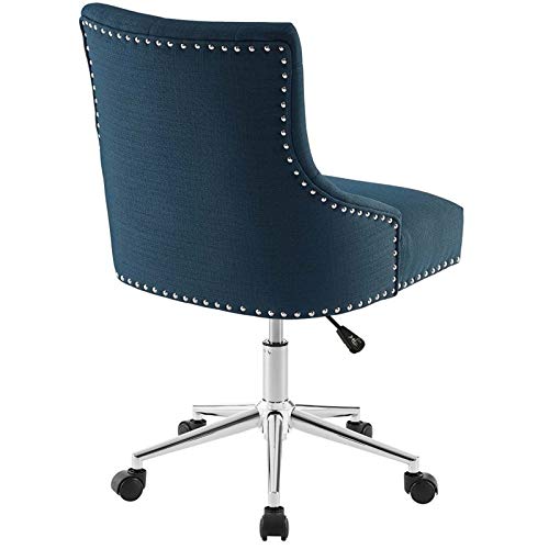 Modway Regent Tufted Button Upholstered Fabric Swivel Office Chair with Nailhead Trim in Azure