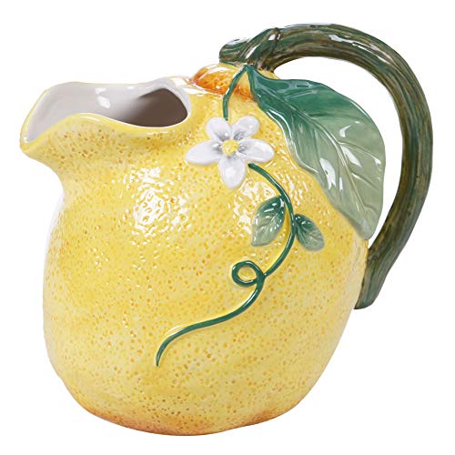 Certified International Citron 3-D Lemon 72 oz. Pitcher, 8.75" x 6.25" x 8", Multicolored