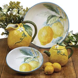 Certified International Citron 3-D Lemon 72 oz. Pitcher, 8.75" x 6.25" x 8", Multicolored