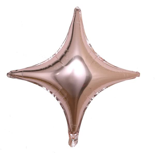 TABLECLOTHSFACTORY 3 Pack 23" Rose Gold Aluminum Foil Star Shape Balloon Wholesale 4 Point Quadrangle Mylar Balloons