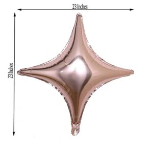 TABLECLOTHSFACTORY 3 Pack 23" Rose Gold Aluminum Foil Star Shape Balloon Wholesale 4 Point Quadrangle Mylar Balloons