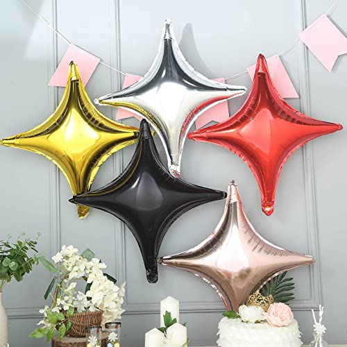 TABLECLOTHSFACTORY 3 Pack 23" Rose Gold Aluminum Foil Star Shape Balloon Wholesale 4 Point Quadrangle Mylar Balloons